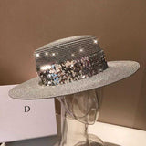 Sequin ribbon straw hat