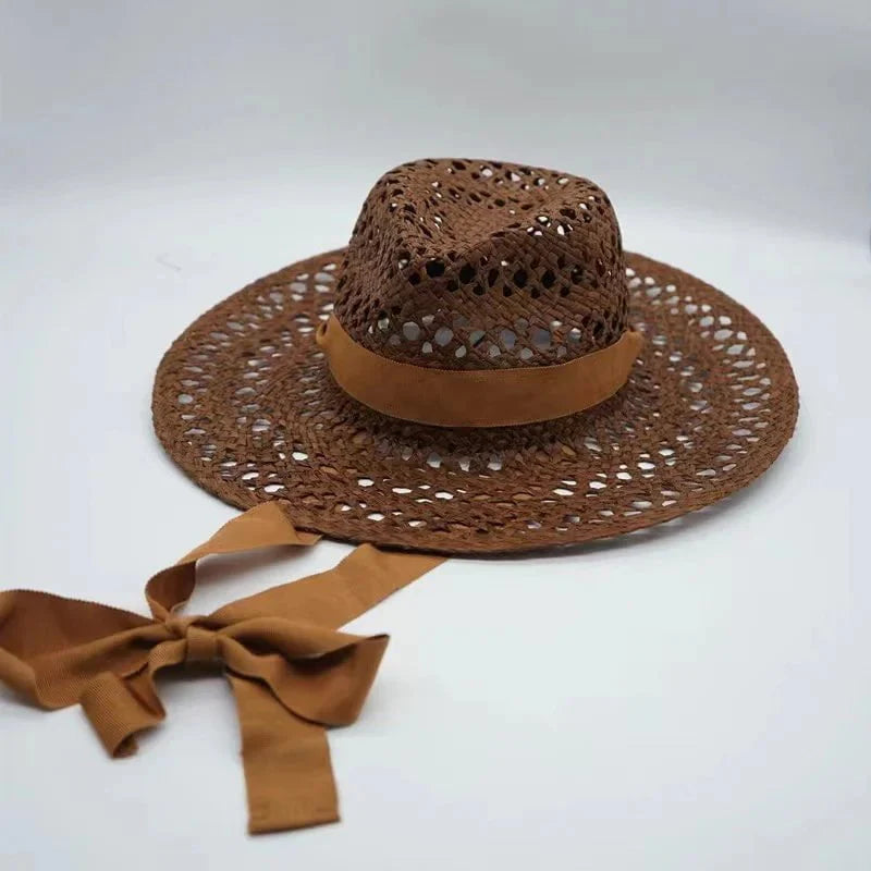 Hand-woven raffia hat