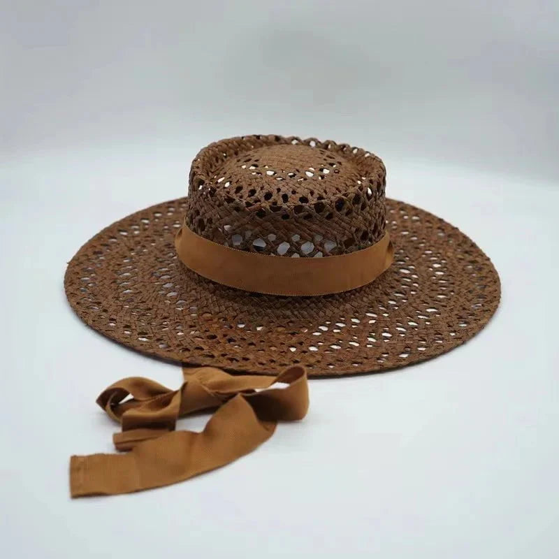 Hand-woven raffia hat