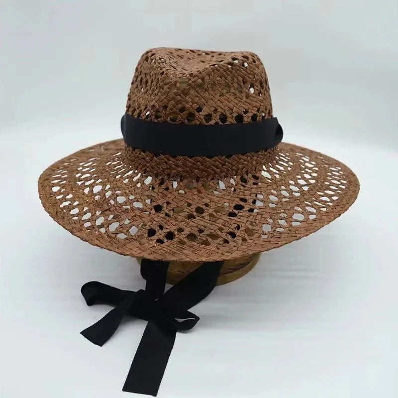 Hand-woven raffia hat