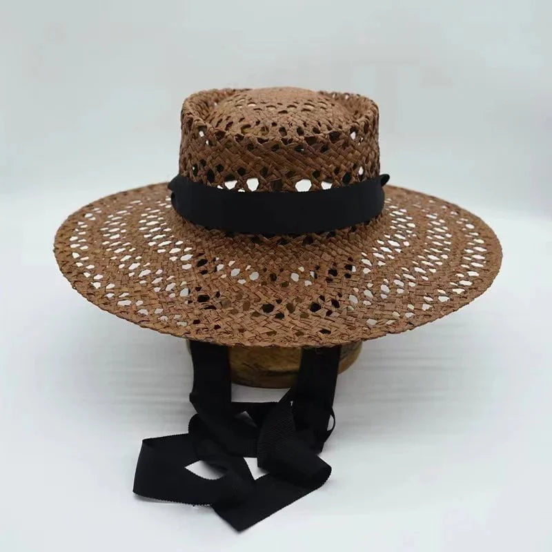 Hand-woven raffia hat