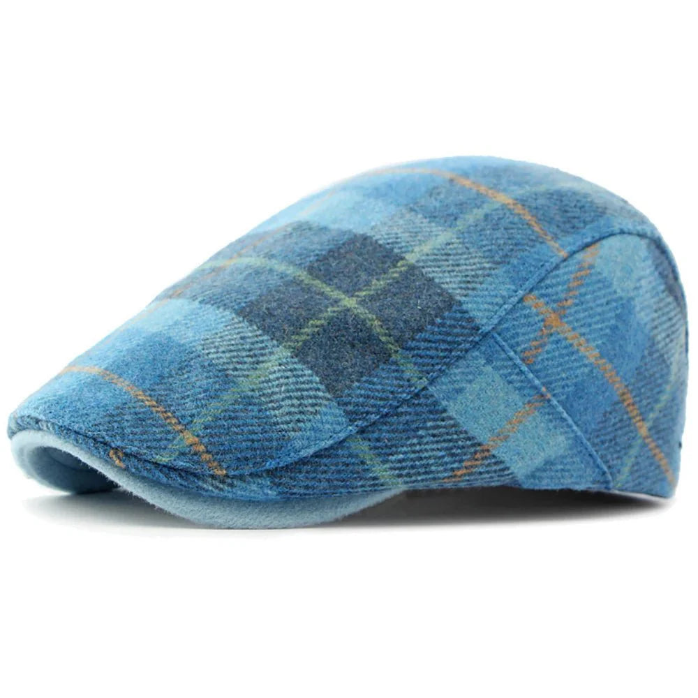 Checked wool beret