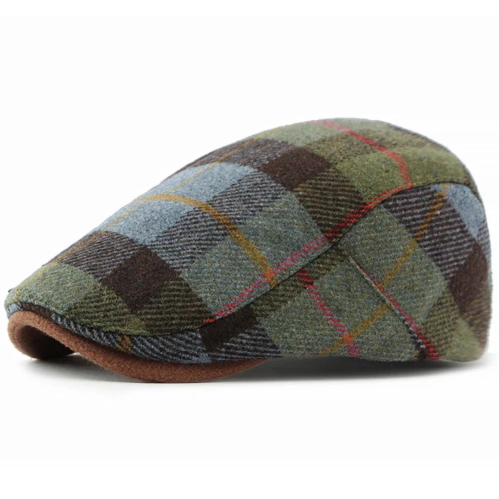 Checked wool beret