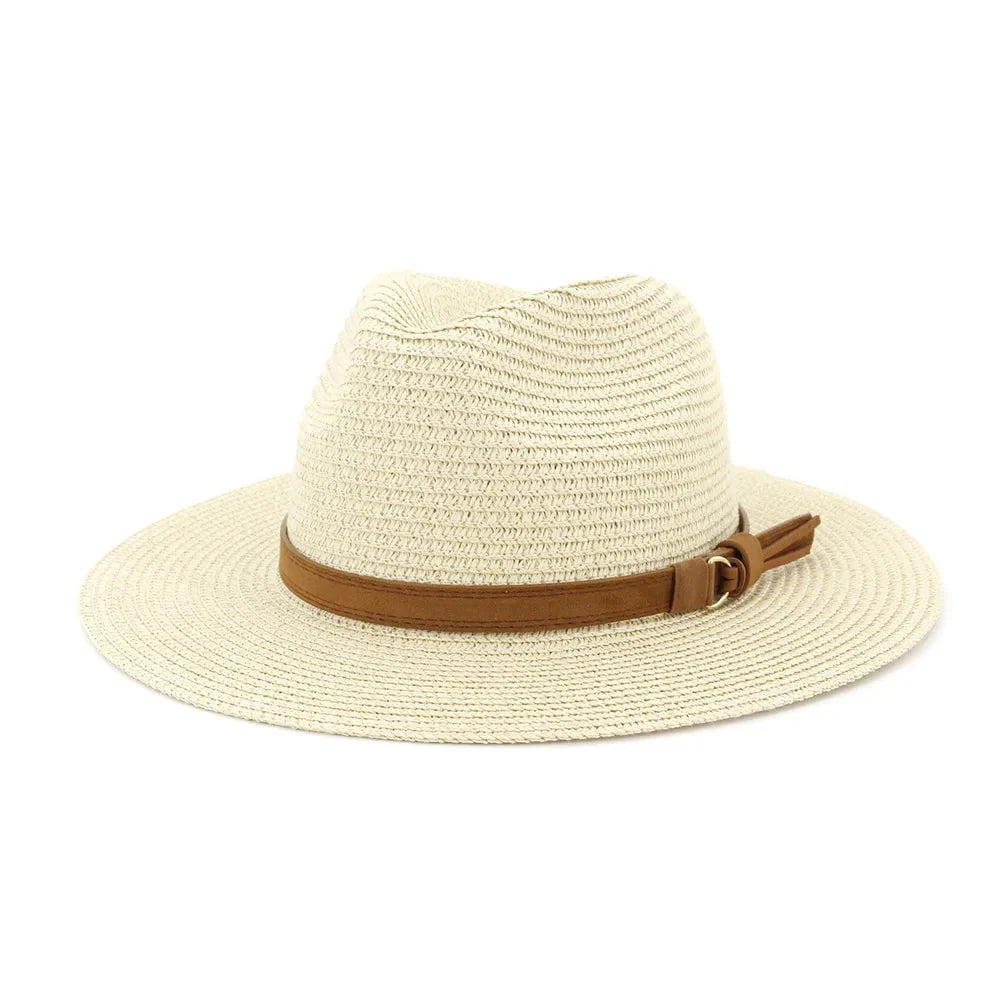 Panama hat with leather strap