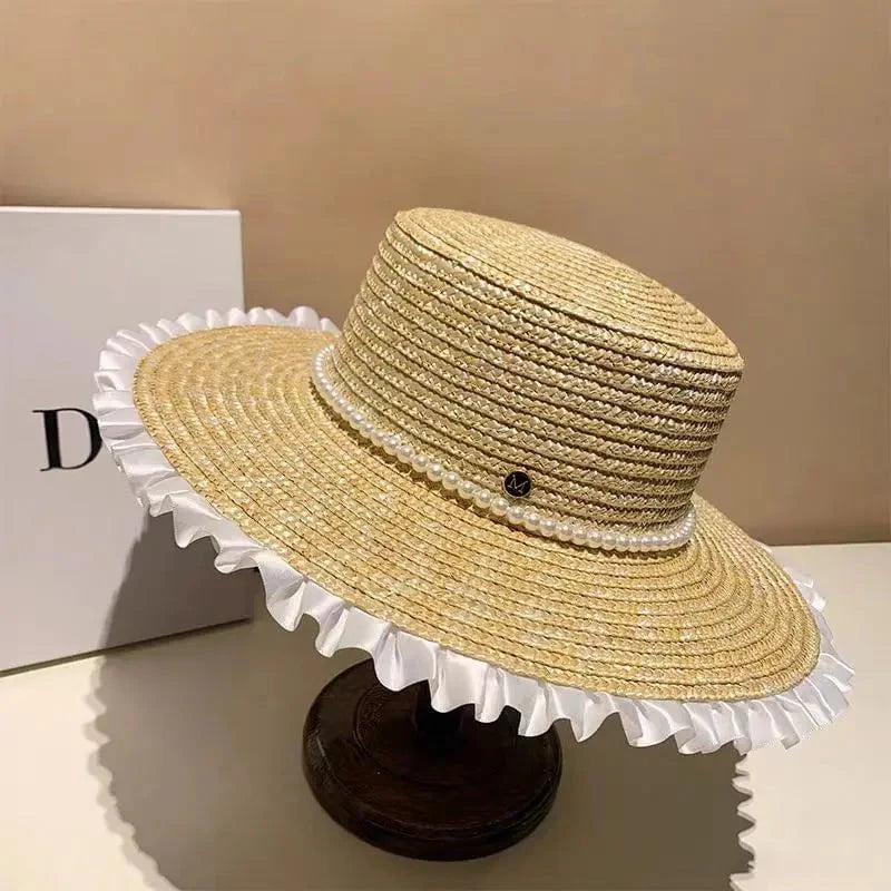 Flat straw hat
