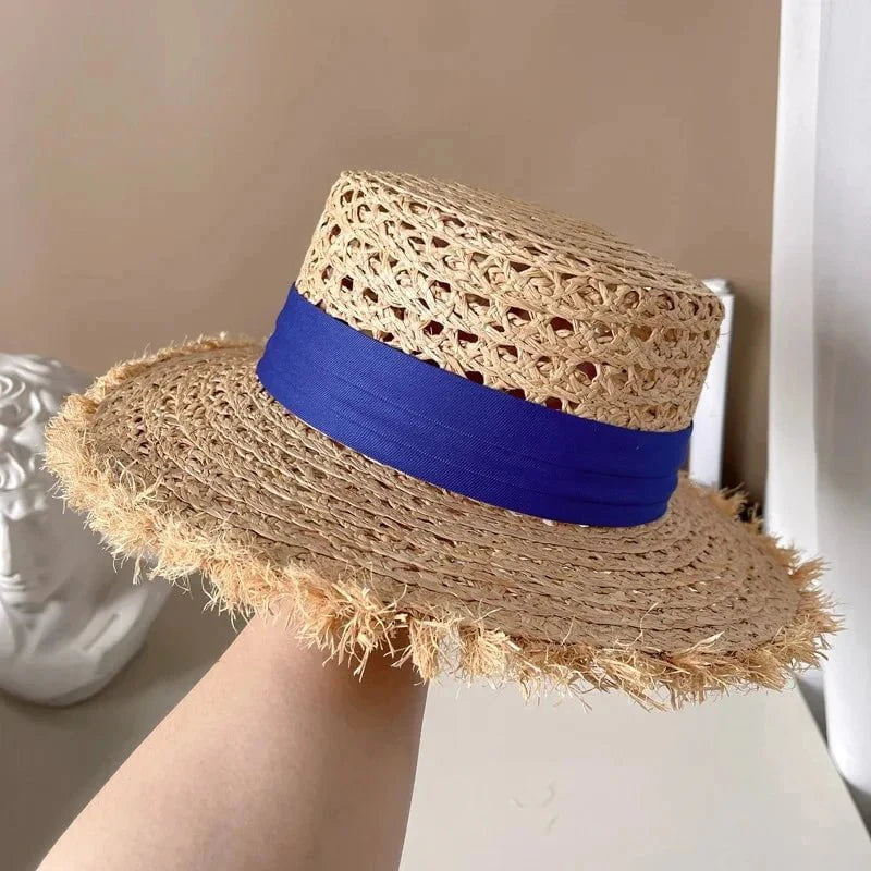Flat straw hat