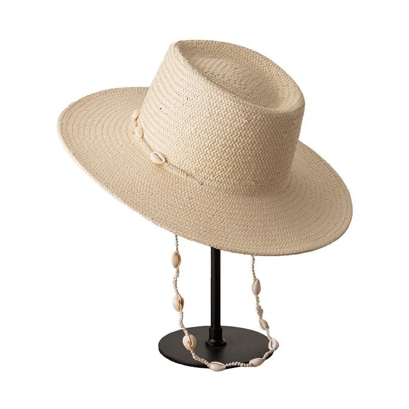 Straw hat with drawstring