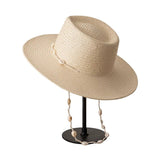 Straw hat with drawstring