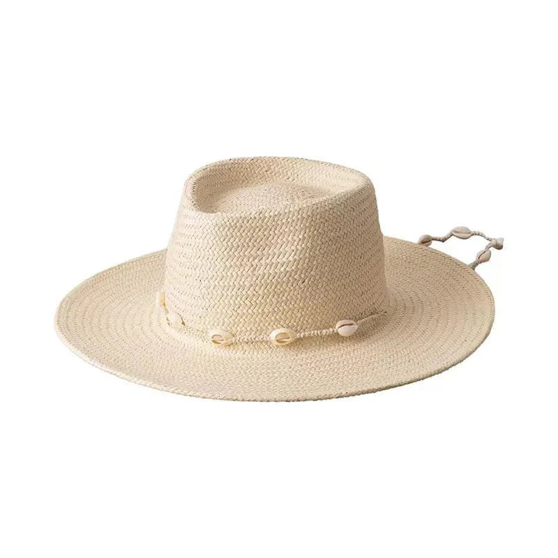 Straw hat with drawstring