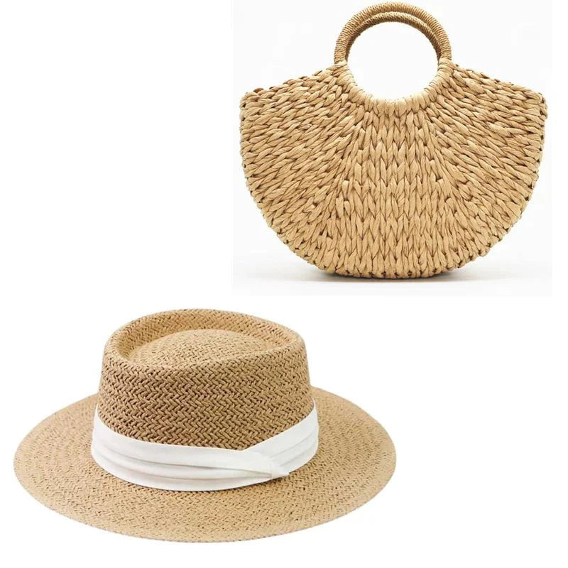 Straw Hat and Bag Set