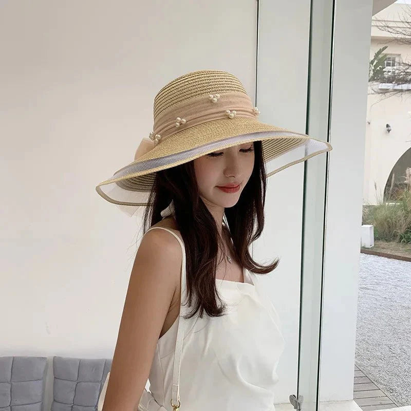 Beaded straw hat