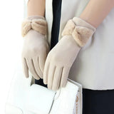 Winter gloves with bow tie