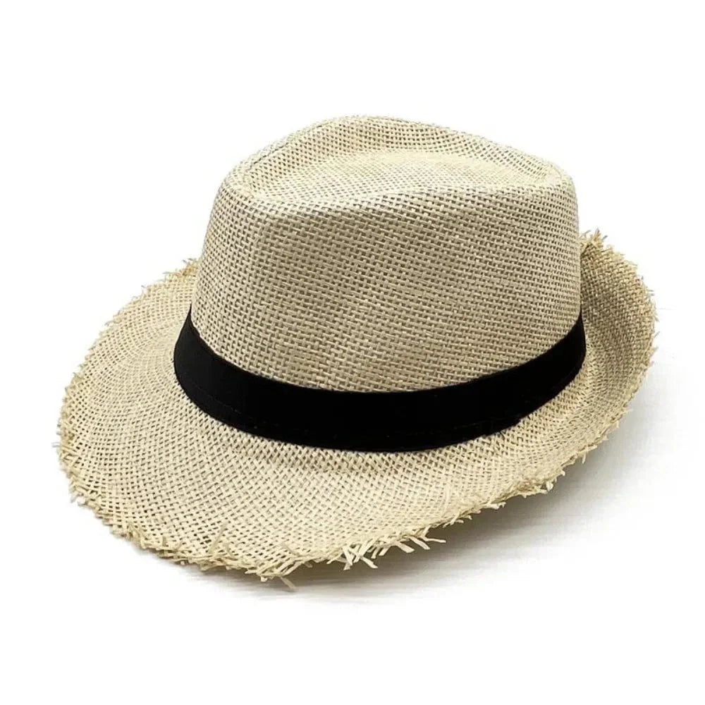 Straw trilby with ribbon