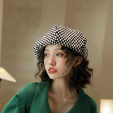 Checkered beret for women