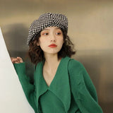 Checkered beret for women