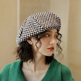 Checkered beret for women