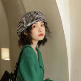 Checkered beret for women