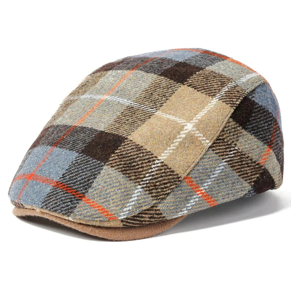 Checked wool beret