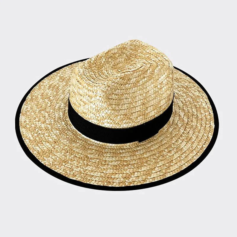 Wide-brimmed straw hat