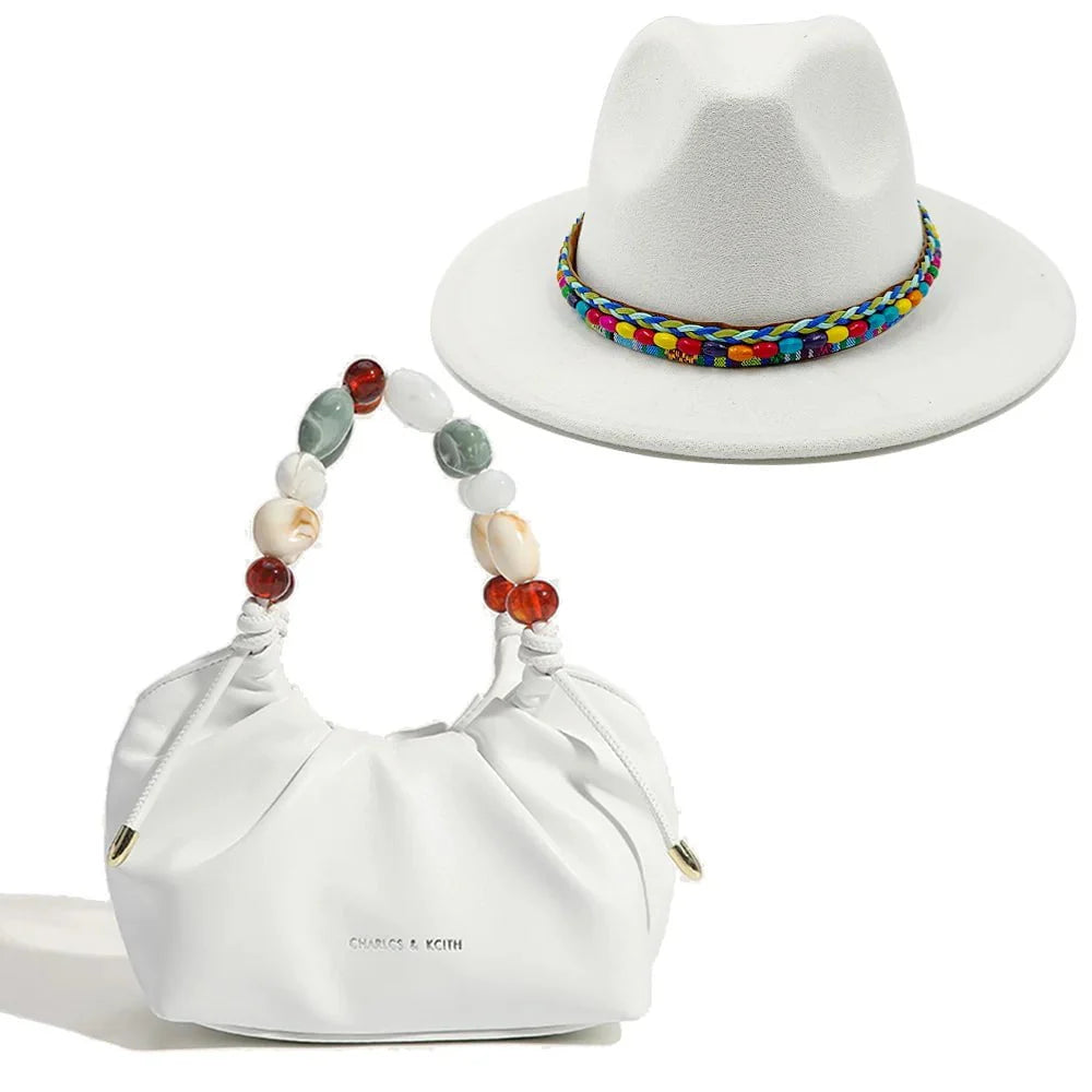 Fedora hat and matching handbag