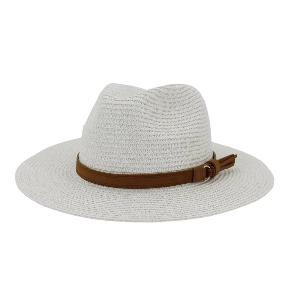 Panama hat with leather strap