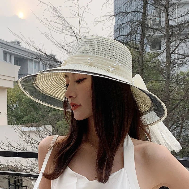 Beaded straw hat