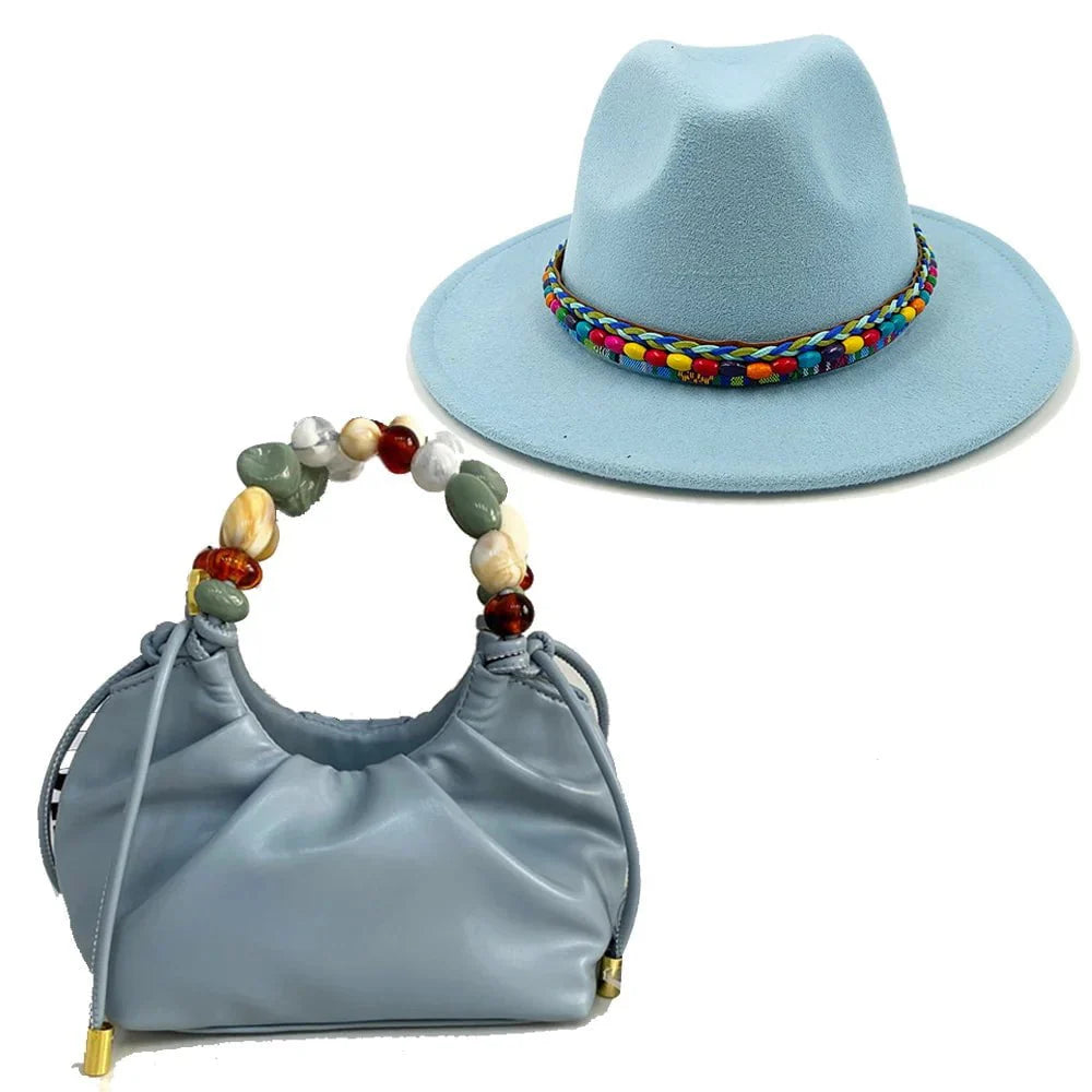 Fedora hat and matching handbag