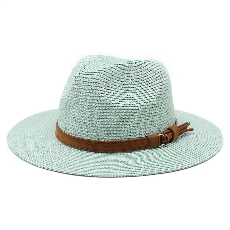 Panama hat with leather strap