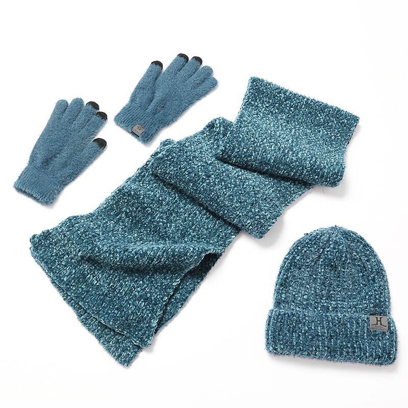 Knitted wool hat and scarf set