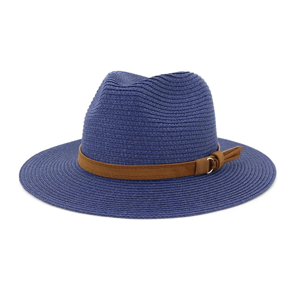 Panama hat with leather strap