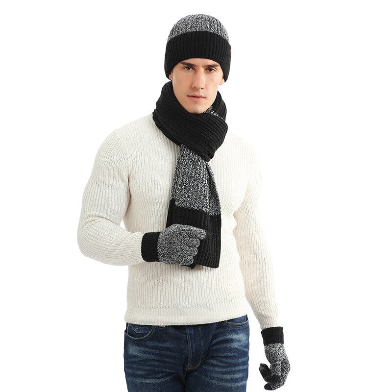 Wool hat, gloves and scarf set