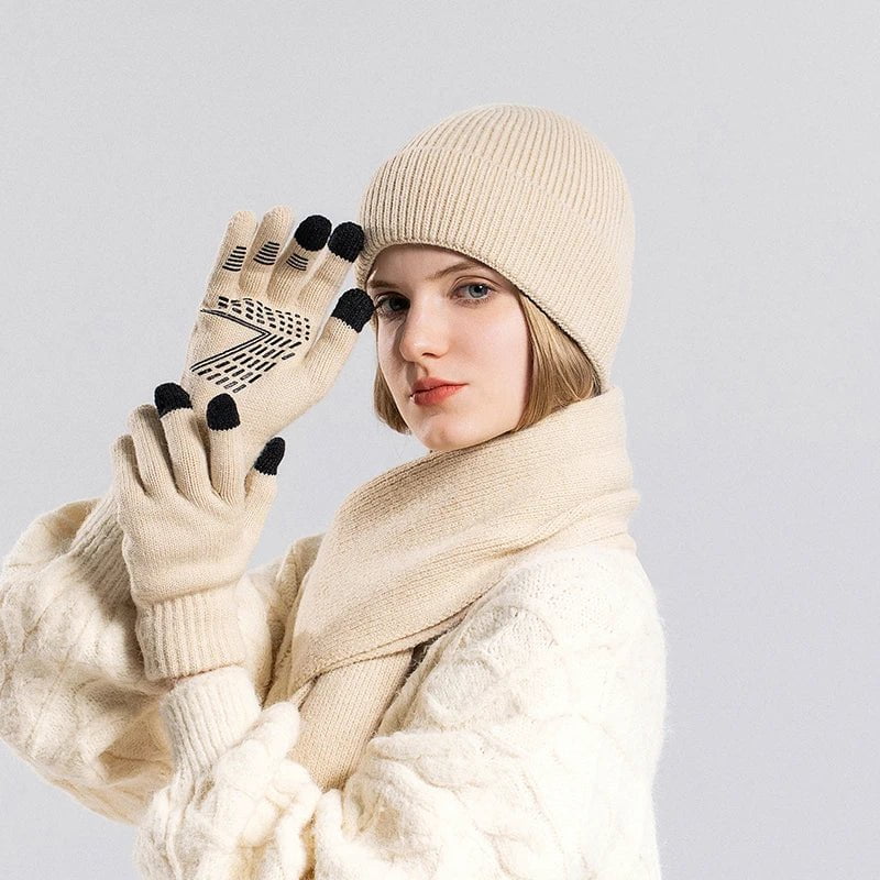 Acrylic hat, scarf and glove set