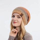 Warm wool hat with color gradient