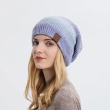 Warm wool hat with color gradient