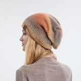 Warm wool hat with color gradient