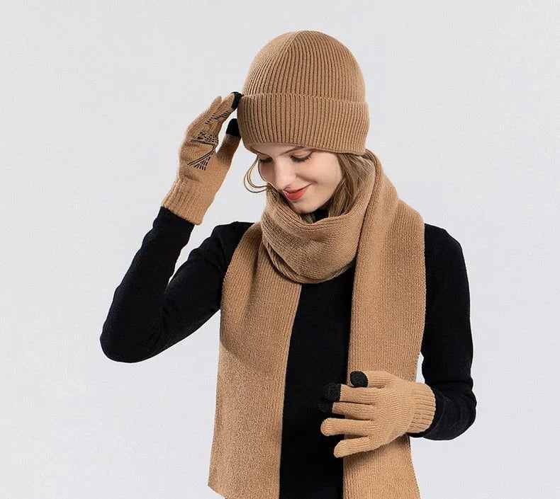 Acrylic hat, scarf and glove set