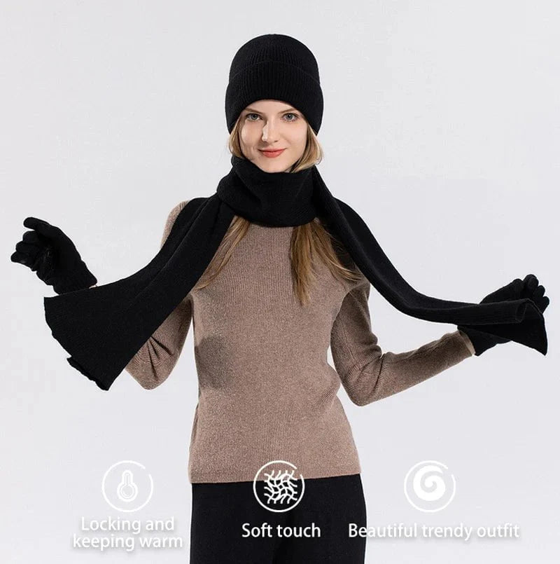 Acrylic hat, scarf and glove set