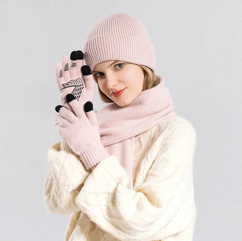 Acrylic hat, scarf and glove set