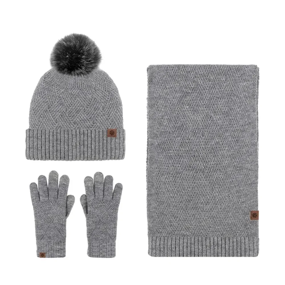 Cotton hat, scarf and gloves set