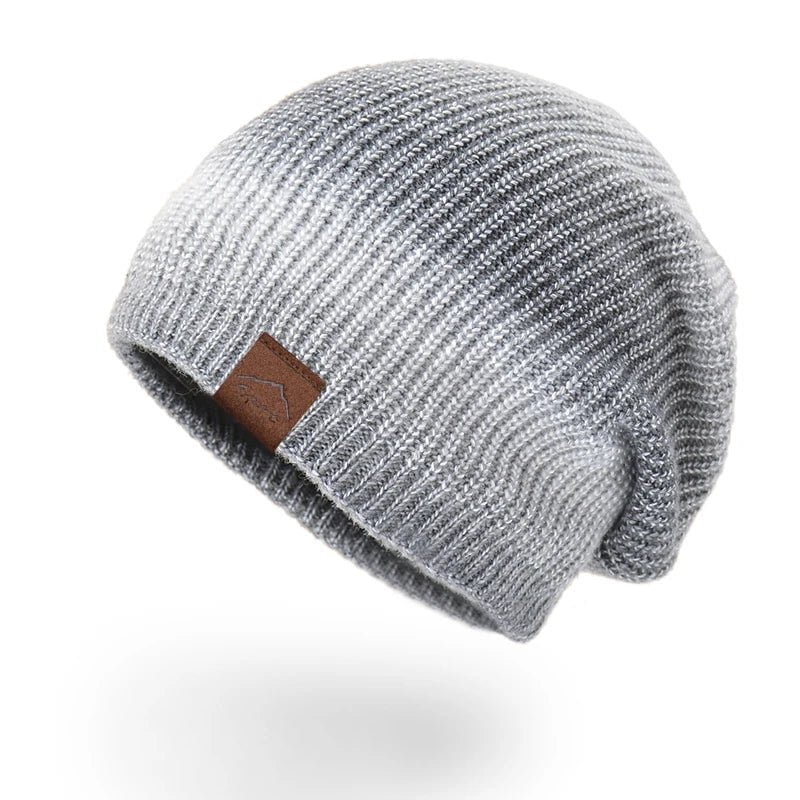 Warm wool hat with color gradient