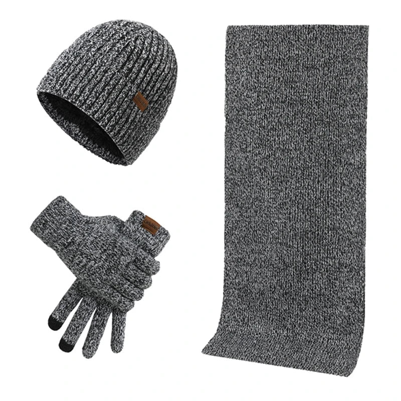 Men's hat, scarf and gloves set