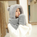 Double-layer plush hat and scarf with glove
