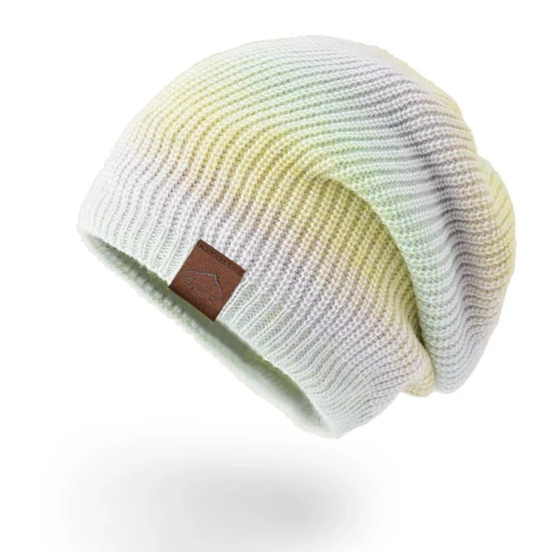 Warm wool hat with color gradient