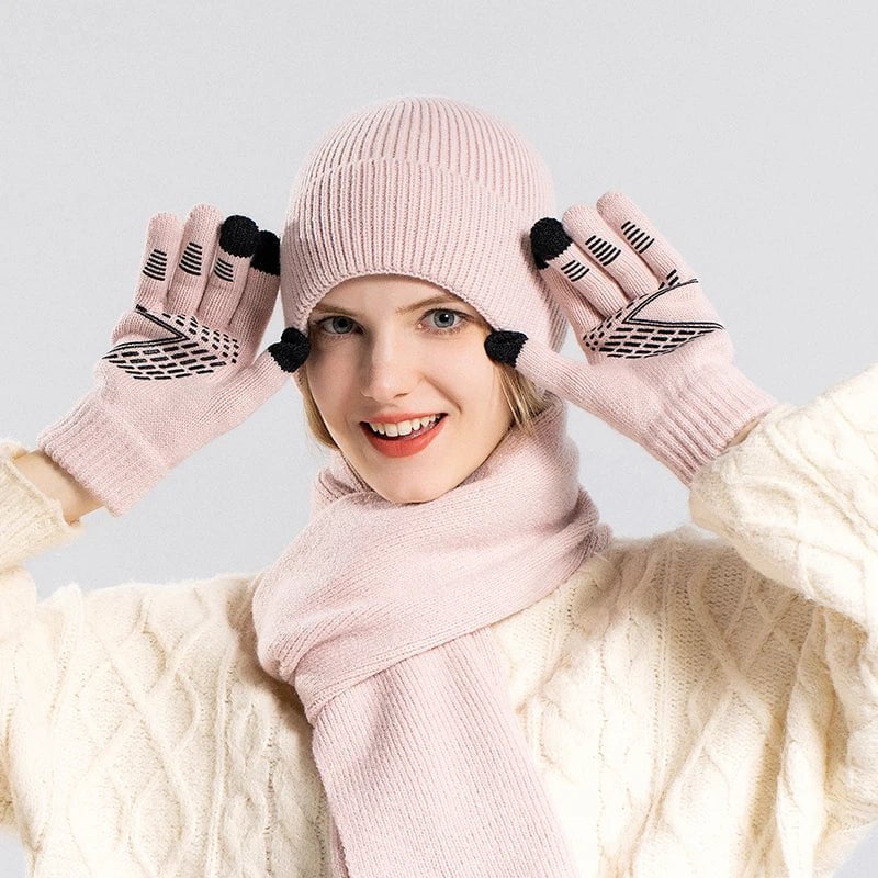 Acrylic hat, scarf and glove set