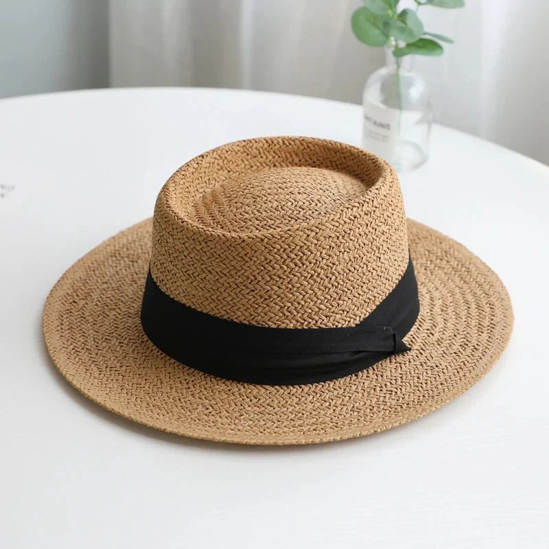 White ribbon straw hat