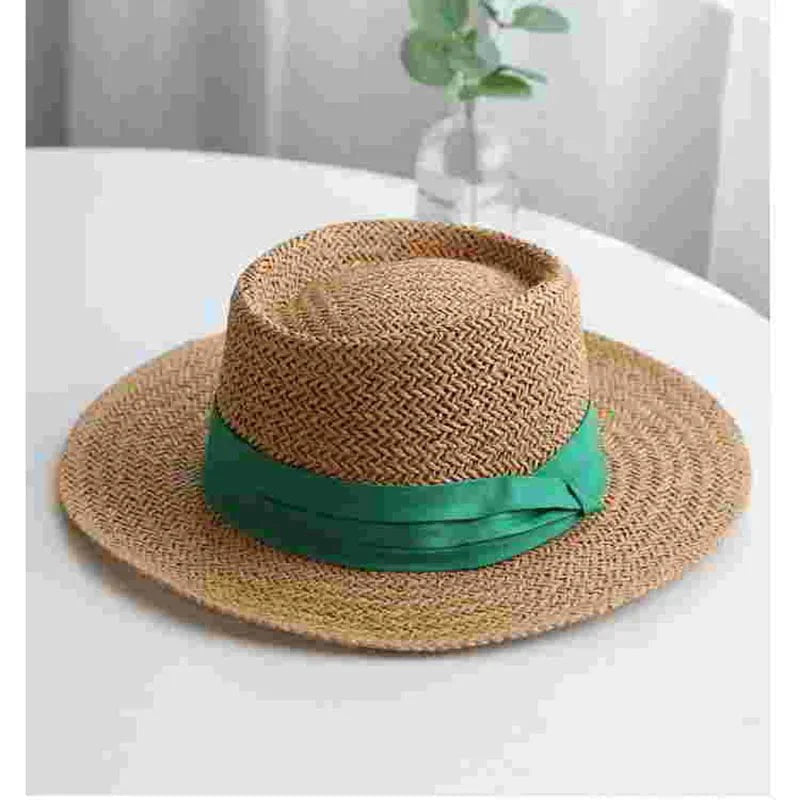 White ribbon straw hat