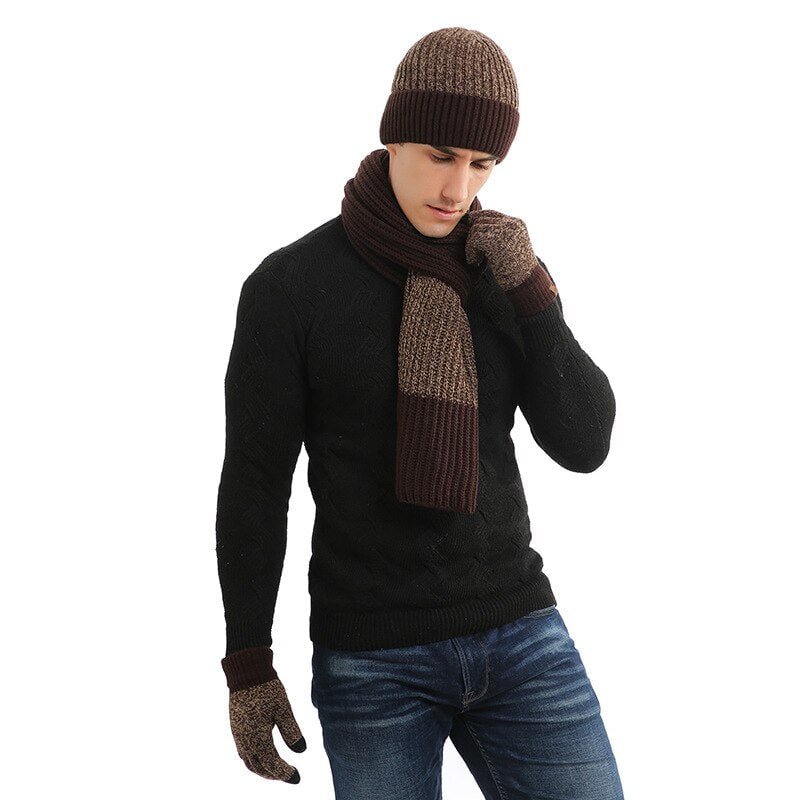 Wool hat, gloves and scarf set