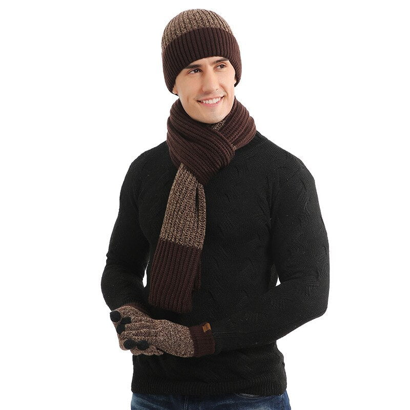 Wool hat, gloves and scarf set