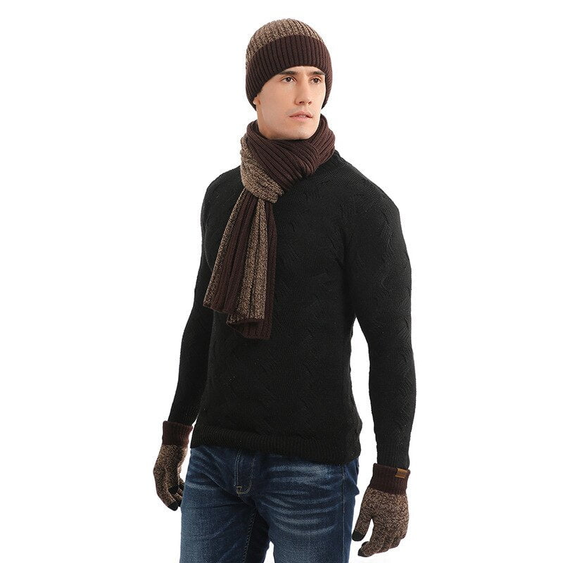 Wool hat, gloves and scarf set