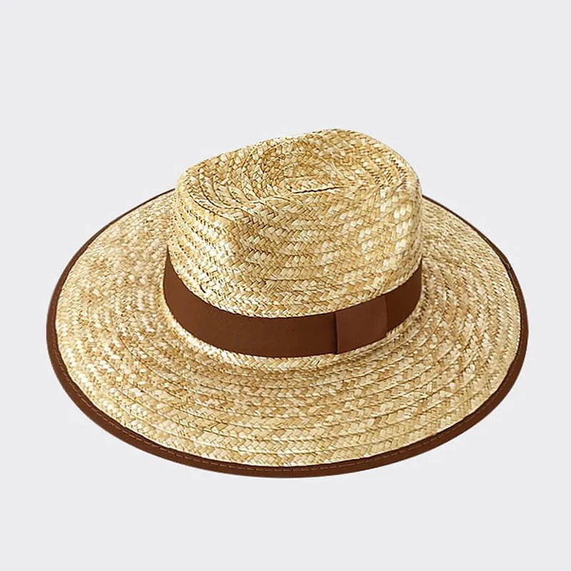 Wide-brimmed straw hat
